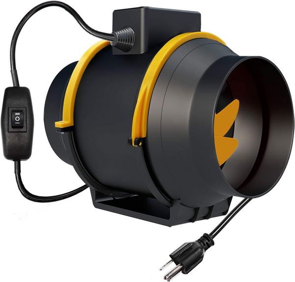 6" Inline Duct Fan, Quiet Grow Tent Fan w/Speed Dimmer US Cord for Hydroponics, HVAC Ventilation