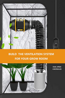 6" Inline Duct Fan, Quiet Grow Tent Fan w/Speed Dimmer US Cord for Hydroponics, HVAC Ventilation