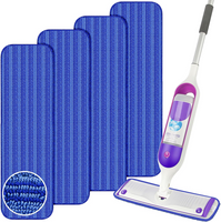 Reusable Microfiber Mop Pads Fit Swiffer Wet Jet (4 Pack), Washable Mop Pad Refills Compatible with WetJet, Heavy Duty Spray Mop Replacement Heads for Floor Cleaning (12″,GrEEN BLUE PURPLE)