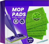 Reusable Microfiber Mop Pads Fit Swiffer Wet Jet (4 Pack), Washable Mop Pad Refills Compatible with WetJet, Heavy Duty Spray Mop Replacement Heads for Floor Cleaning (12″,GrEEN BLUE PURPLE)