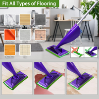 Reusable Microfiber Mop Pads Fit Swiffer Wet Jet (4 Pack), Washable Mop Pad Refills Compatible with WetJet, Heavy Duty Spray Mop Replacement Heads for Floor Cleaning (12″,GrEEN BLUE PURPLE)
