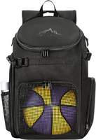 GoHimal Basketball Backpack, Large Sports Bag With Ball Compartment for Men and Women, Basketball, Soccer, Volleyball, Rugby(Black)