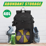 GoHimal Basketball Backpack, Large Sports Bag With Ball Compartment for Men and Women, Basketball, Soccer, Volleyball, Rugby(Black)