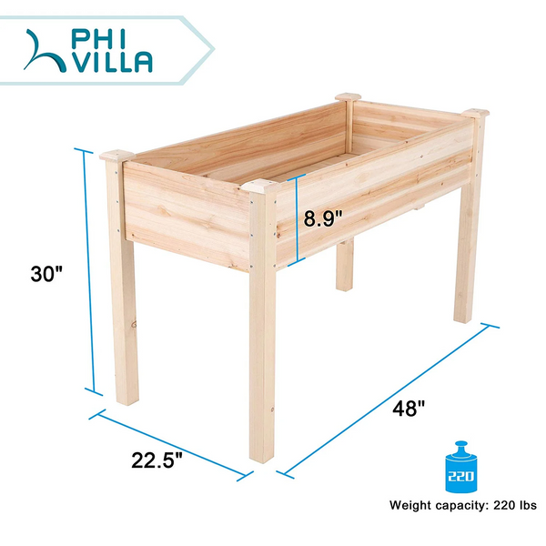 Best Choice Products 48x24x30in Raised Garden Bed, Elevated Wood Planter Box Stand for Backyard, Patio, Balcony w/Bed Liner, 200lb Capacity - Natural