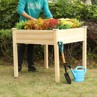 Raised Garden Bed 48x32x34in , Elevated Wood Planter Box Stand , 250lb Capacity - Natural