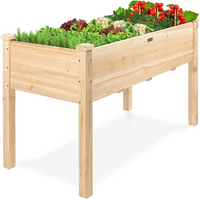 Raised Garden Bed 48x32x34in , Elevated Wood Planter Box Stand , 250lb Capacity - Natural