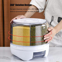 20Lbs large Grain dispenser 360°Rotating Rice Food Dispenser 6 Grids rice container rotatable Beans Containers Storage with Sealed lid for Peanut Barley Millet and Cereal