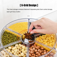 20Lbs large Grain dispenser 360°Rotating Rice Food Dispenser 6 Grids rice container rotatable Beans Containers Storage with Sealed lid for Peanut Barley Millet and Cereal