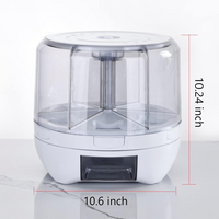 20Lbs large Grain dispenser 360°Rotating Rice Food Dispenser 6 Grids rice container rotatable Beans Containers Storage with Sealed lid for Peanut Barley Millet and Cereal
