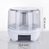 20Lbs large Grain dispenser 360°Rotating Rice Food Dispenser 6 Grids rice container rotatable Beans Containers Storage with Sealed lid for Peanut Barley Millet and Cereal