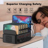 Charging Station for Multiple Devices,Cinlinso 150W/35A 16 Port USB Charging Station,Multi Device Fast Charger Organizer Compatible with iPad,Tablet,Kindle Cell Phone and Other Electronic