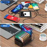 Charging Station for Multiple Devices,Cinlinso 150W/35A 16 Port USB Charging Station,Multi Device Fast Charger Organizer Compatible with iPad,Tablet,Kindle Cell Phone and Other Electronic