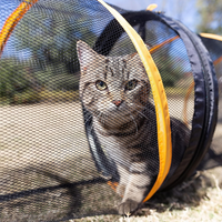 Cat Play Tunnel for Indoor and Outdoor, Cat Play House, Cat Enclosures Easy to Connect with Cat Tent with Two Zipper Doors Outside Cat Enclosure (Fun Run Cat Tunnel),Orange