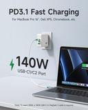 MOKiN 140W USB C Charger Block, GaN+ PD 3.1 USB C Fast Charger with Foldable Plug for iPhone 15 14 13 Plus/Pro/Pro Max, Galaxy S23, iPad Pro, MacBook Pro, Dell XPS/Latitude, HP Envy/Spectre