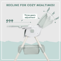 HARPPA Convertible 4-in-1 Baby High Chair for Toddlers with Removable Tray, Wheels & Safety Belt (Gray,pink , Green)