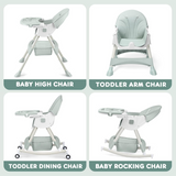 HARPPA Convertible 4-in-1 Baby High Chair for Toddlers with Removable Tray, Wheels & Safety Belt (Gray,pink , Green)