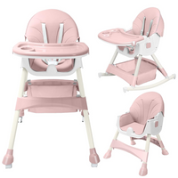 HARPPA Convertible 4-in-1 Baby High Chair for Toddlers with Removable Tray, Wheels & Safety Belt (Gray,pink , Green)