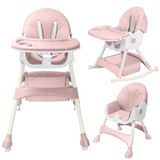 HARPPA Convertible 4-in-1 Baby High Chair for Toddlers with Removable Tray, Wheels & Safety Belt (Gray,pink , Green)