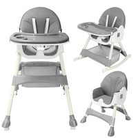 HARPPA Convertible 4-in-1 Baby High Chair for Toddlers with Removable Tray, Wheels & Safety Belt (Gray,pink , Green)