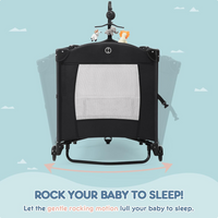 HARPPA Pack and Play 5 in 1, Baby Bassinet Bedside Sleeper with Mattress, Rolling Bassinet for Infant, Pack n Play with Changing Table, Baby Bed, Crib(Black/Grey/Pink)