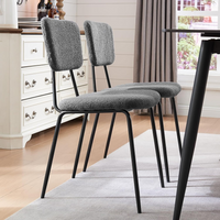 OAKHAM Dining Chairs Set of 2, Kitchen Chairs Upholstered Modern chai with Comfy Backrest and Strong Metal Legs for Kitchen and Dining Room (Gray)