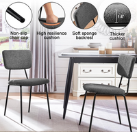 OAKHAM Dining Chairs Set of 2, Kitchen Chairs Upholstered Modern chai with Comfy Backrest and Strong Metal Legs for Kitchen and Dining Room (Gray)