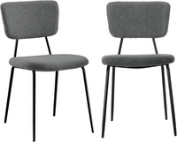 OAKHAM Dining Chairs Set of 2, Kitchen Chairs Upholstered Modern chai with Comfy Backrest and Strong Metal Legs for Kitchen and Dining Room (Gray)
