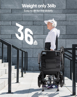 Lightweight Electric Wheelchair, Only 36lbs, Foldable Power Wheelchair for Adults,Dual Motors,Intelligent Folding,Motorized Mobility Scooters for Seniors