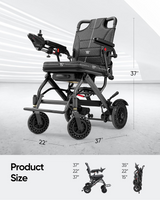 Lightweight Electric Wheelchair, Only 36lbs, Foldable Power Wheelchair for Adults,Dual Motors,Intelligent Folding,Motorized Mobility Scooters for Seniors