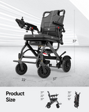 Lightweight Electric Wheelchair, Only 36lbs, Foldable Power Wheelchair for Adults,Dual Motors,Intelligent Folding,Motorized Mobility Scooters for Seniors