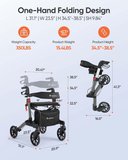 Rollator Walker with Seat, Foldable Rolling Walker with Durable Aluminum, Height Adjustable, 8" Big Wheels for All Terrain, Ergonomic Seat and Backrest,Lightweight Walkers for Seniors Adult