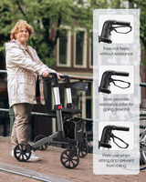 Rollator Walker with Seat, Foldable Rolling Walker with Durable Aluminum, Height Adjustable, 8" Big Wheels for All Terrain, Ergonomic Seat and Backrest,Lightweight Walkers for Seniors Adult