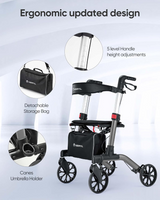 Rollator Walker with Seat, Foldable Rolling Walker with Durable Aluminum, Height Adjustable, 8" Big Wheels for All Terrain, Ergonomic Seat and Backrest,Lightweight Walkers for Seniors Adult