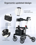 Rollator Walker with Seat, Foldable Rolling Walker with Durable Aluminum, Height Adjustable, 8" Big Wheels for All Terrain, Ergonomic Seat and Backrest,Lightweight Walkers for Seniors Adult