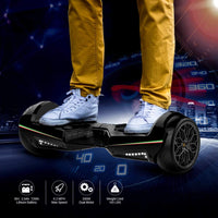 TWO DOTS Hoverboard 6.5" UL2272 Certified Self Balancing Scooter Solid Rubber Two Wheels Hover Board with APP Bluetooth Speaker and LED Lights for Adults and Kid