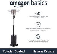 46,000 BTU Outdoor Propane Patio Heater with Wheels, Commercial & Residential,  32.1 x 32.1 x 91.3 inches (LxWxH)