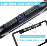 License Plate Backup Camera HD Night Vision Rear View Camera with 8 LEDs 170° Vision