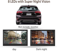 License Plate Backup Camera HD Night Vision Rear View Camera with 8 LEDs 170° Vision