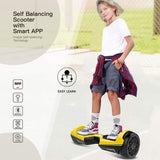 TWO DOTS Hoverboard 6.5" UL2272 Certified Self Balancing Scooter Solid Rubber Two Wheels Hover Board with APP Bluetooth Speaker and LED Lights for Adults and Kid