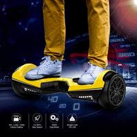 TWO DOTS Hoverboard 6.5" UL2272 Certified Self Balancing Scooter Solid Rubber Two Wheels Hover Board with APP Bluetooth Speaker and LED Lights for Adults and Kid