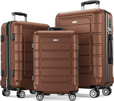 SHOWKOO Luggage Sets Expandable PC+ABS Durable Suitcase Double Wheels TSA Lock 3pcs(Multiple Colors Available)