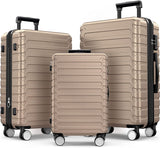 SHOWKOO Luggage Sets Expandable PC+ABS Durable Suitcase Double Wheels TSA Lock 3pcs(Multiple Colors Available)