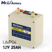 Mr.Li 12V 25Ah Lifepo4 Rechargeable Battery Pack With 6A Charger For Outdoor Camping Power Supply Fish Finder Solar System
