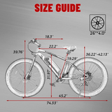 26 In. Fat Tire Electric Bicycle 26 x 4 In. Removable Battery 7-Speed