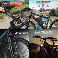 Electric Bike,  Electric Bike for Adults, 26" Ebike 350W Adult Electric Bicycles, 19.8MPH 50-60Miles Electric Mountain Bike, 36V 10.4Ah Battery, Suspension Fork, Shimano 21 Speed Gears