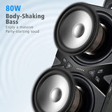 YIER Wireless TWS Portable Bluetooth Speaker with Lights,100dB Loud Bluetooth Speaker with Subwoofer 80W