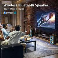 YIER Wireless TWS Portable Bluetooth Speaker with Lights,100dB Loud Bluetooth Speaker with Subwoofer 80W