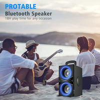 YIER Wireless TWS Portable Bluetooth Speaker with Lights,100dB Loud Bluetooth Speaker with Subwoofer 80W