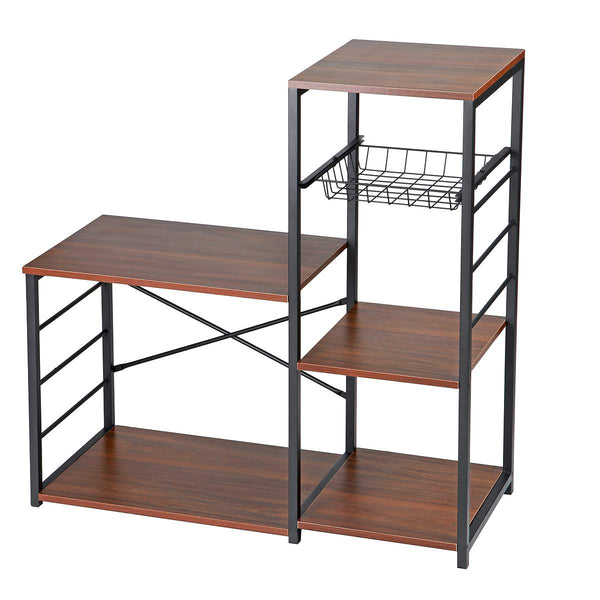 Vintage Brown 5-Tier Multifunctional Kitchen Bakers Rack Utility Storage Shelves Microwave Oven Stand Kitchen Storage Organizer