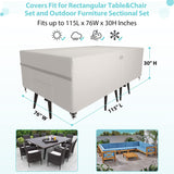 MR. COVER Patio Furniture Sectional Set Covers Waterproof, Outdoor Dining Set Cover Rectangular for Outside Table and Chairs, 115L x 76W x 30H, Rip-Resistant and UV-Protection, Beige, Amenre Series